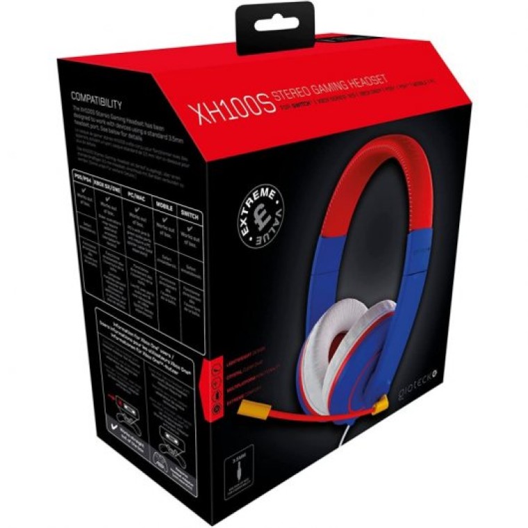 Gioteck XH-100S Auriculares Estéreo con Cable Rojo/Azul Multiplataforma