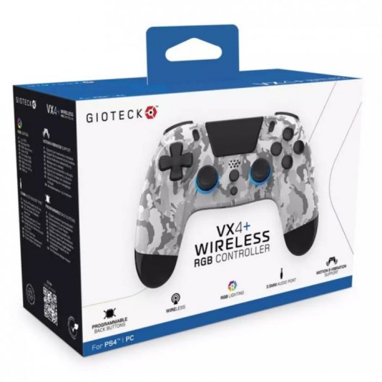 Gioteck VX-4+ Mando Inalámbrico LED Camuflaje Blanco para PS4