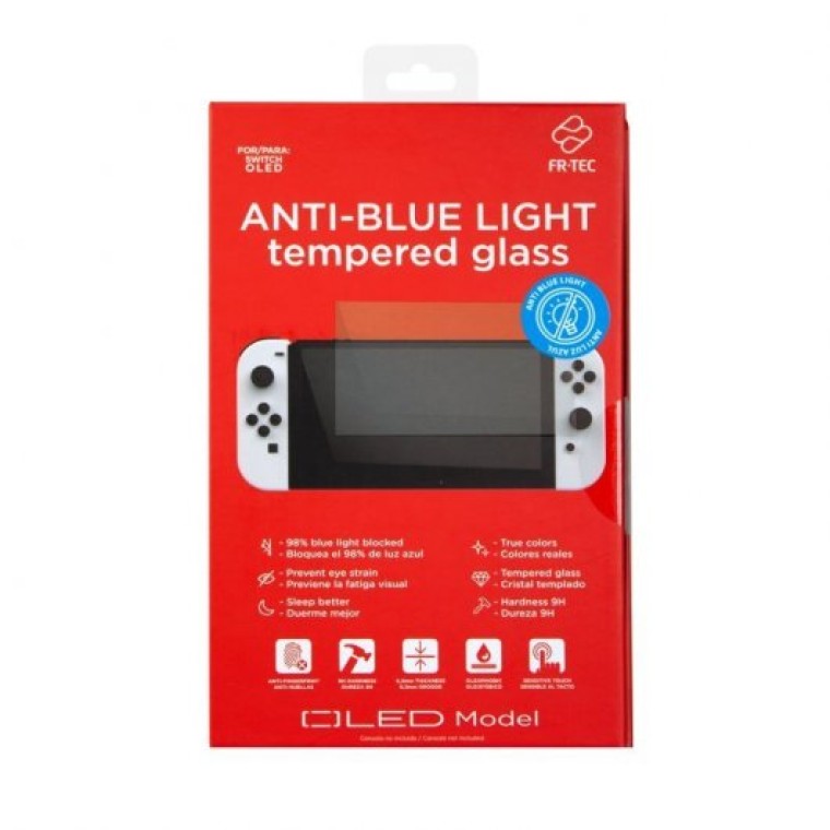 Nintendo Switch OLED Blanca + FR-TEC Anti Blue Light Protector Cristal Templado