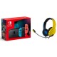 Nintendo Switch Azul Neón/Rojo Neón V3+PDP LVL40 Auriculares Gaming Amarillo/Azul