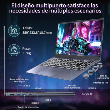 Portátil Vanwin NS2152R-RT 15.6" AMD Ryzen 7 6800H 16GB 512GB SSD FullHD Windows 11 Pro