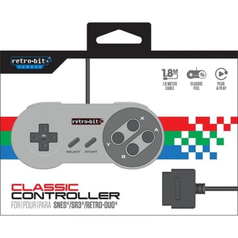 Retro-Bit Classic Controller Mando de Juego Retro para SNES/Super Famicom/SR3/Retro Duo