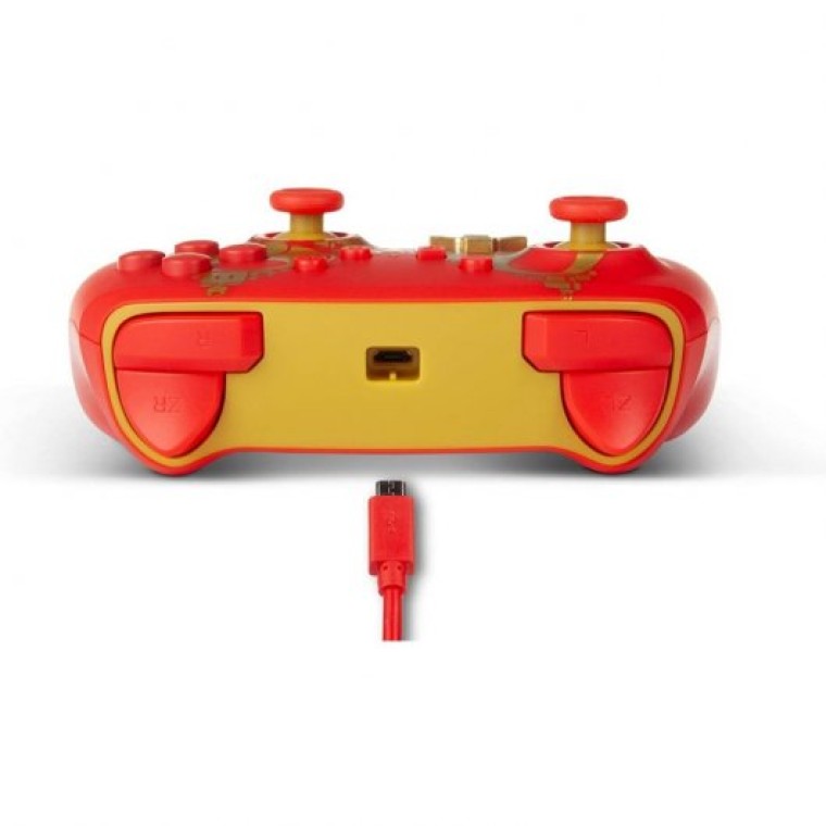 Power A Mando con Cable Rojo Super Mario Bros M Dorada para Nintendo Switch