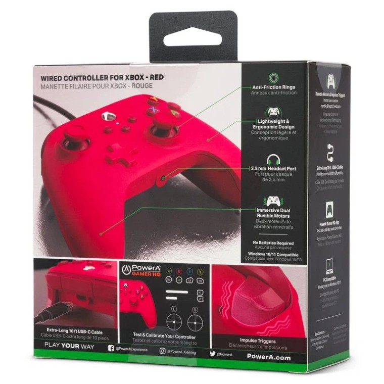 PowerA Mando con Cable Rojo para Xbox Series X/S