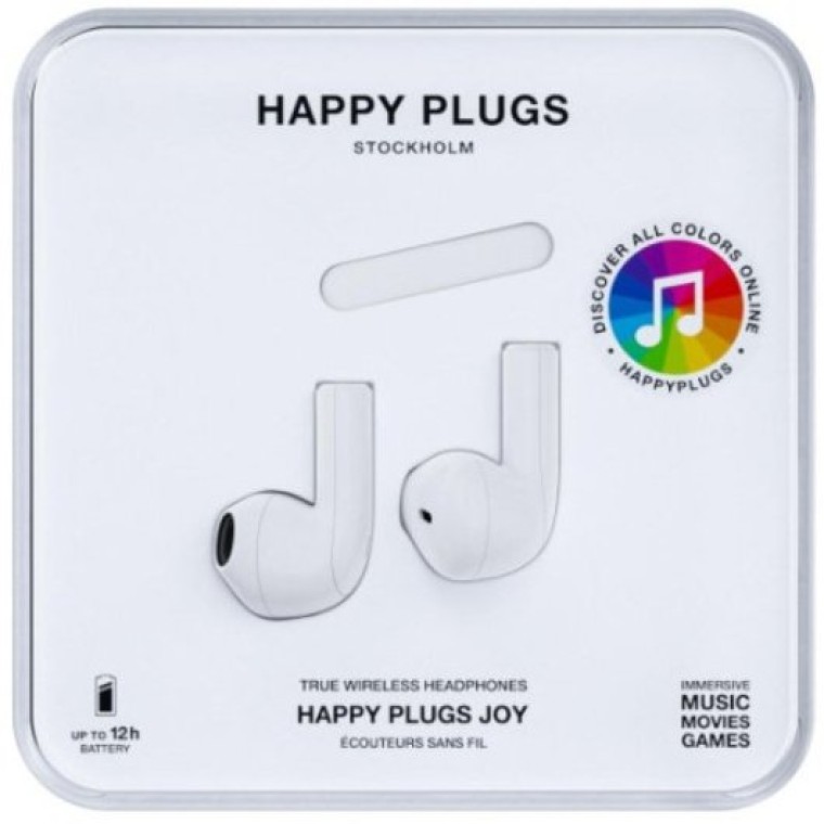 Happy Plugs Joy Auriculares Inalámbricos con Estuche de Carga Blancos