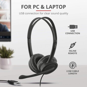 Trust Mauro Auriculares USB Negros Trust Mauro Auriculares USB Negros