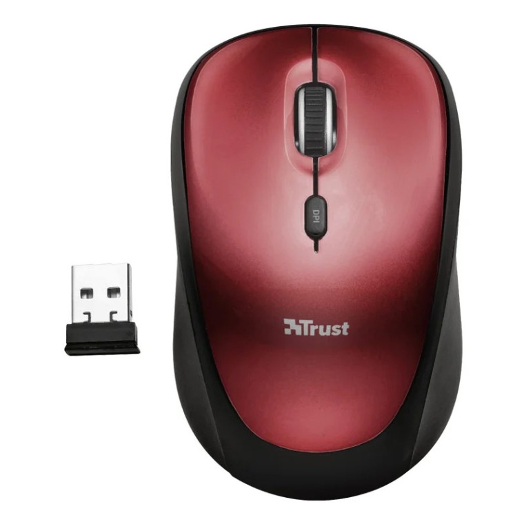 Trust Yvi Wireless Ratón Inalámbrico 1600DPI Rojo