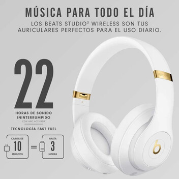 Beats Studio3 Wireless Auriculares Bluetooth con Cancelación Activa de Ruido Blancos Beats Studio3 Wireless Auriculares Bluetooth con Cancelación Activa de Ruido Blancos