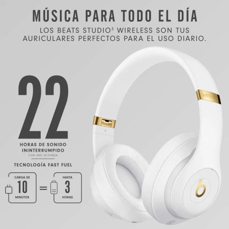 Beats Studio3 Wireless Auriculares Bluetooth con Cancelación Activa de Ruido Blancos