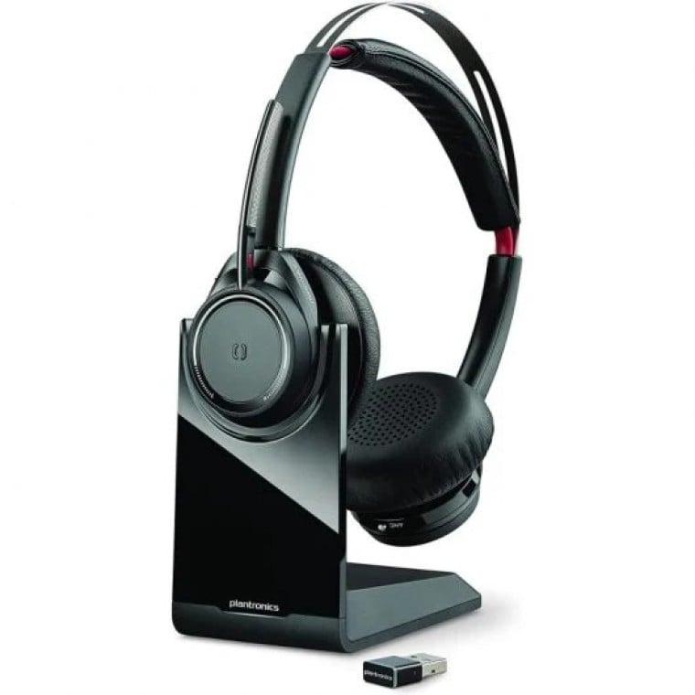 Plantronics Voyager Focus UC-M Auriculares Inalámbricos con Soporte Negro