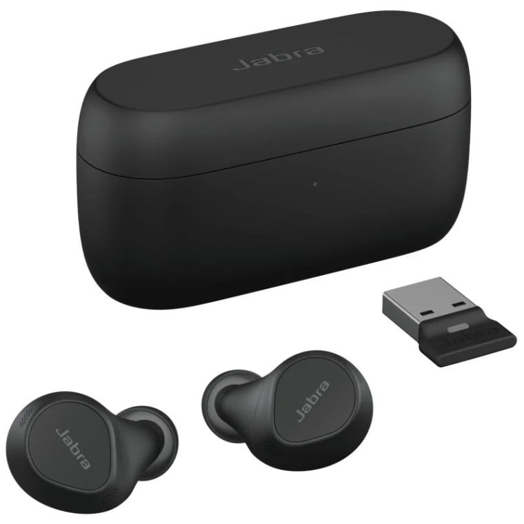 Jabra Evolve 2 Buds USB-A MS Auriculares Bluetooth Negros + Almohadilla de Carga Inalámbrica