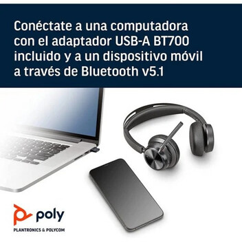 Poly Voyager Focus 2 UC Auriculares USB-A/Bluetooth Negros