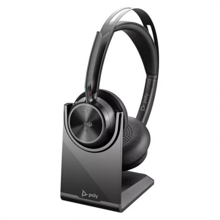 Poly Voyager Focus 2 UC Auriculares USB-A/Bluetooth con Certificación Microsoft Teams + Base de Carg