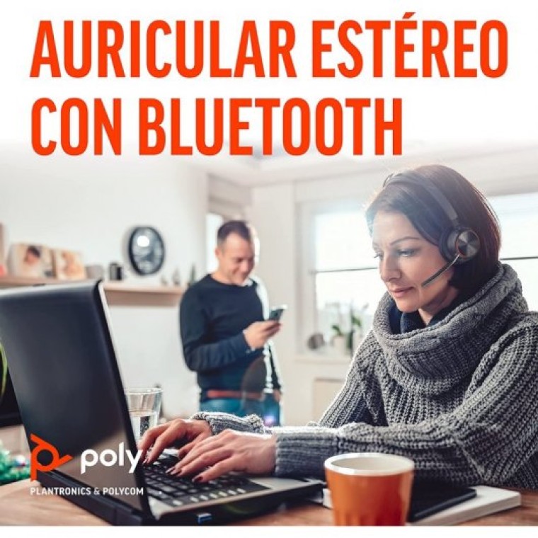 Poly Voyager Focus 2 UC Auriculares USB-A/Bluetooth con Certificación Microsoft Teams + Base de Carg