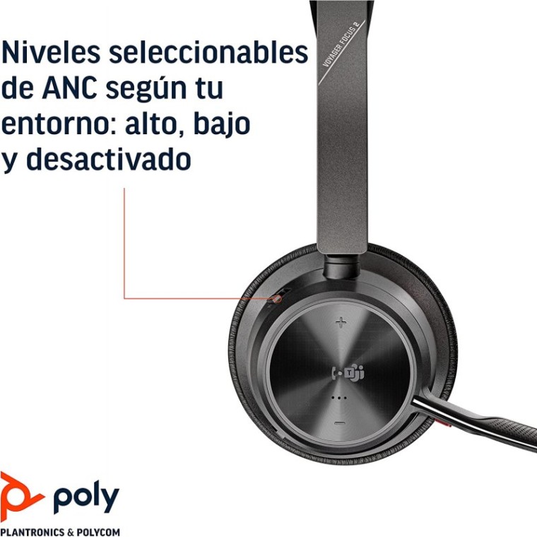 Poly Voyager Focus 2 UC Auriculares Inalámbricos USB-C para Centro de Llamadas