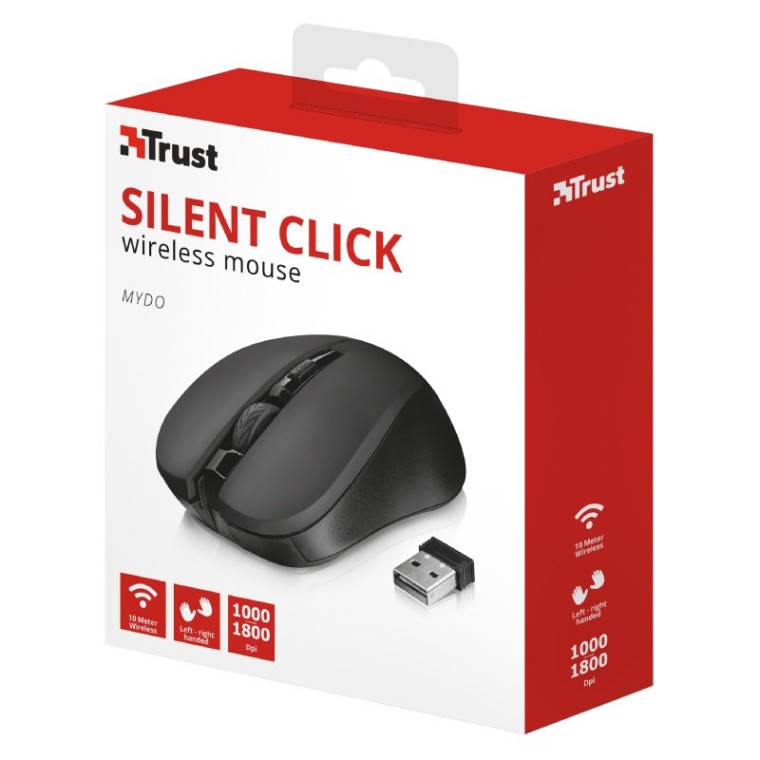 Trust Mydo Silent Click Ratón Inalámbrico Óptico 1800DPI Negro