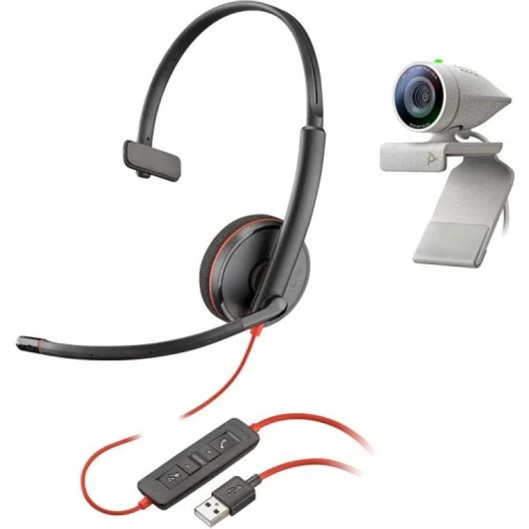 Plantronics Kit Poly Studio P5 Auricular Blackwire 3210 + Webcam Studio P5 1080P