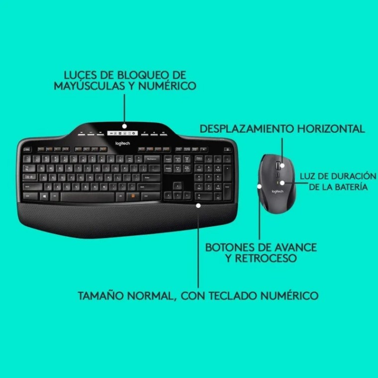 Logitech MK710 Combo Teclado + Ratón Inalámbricos Negro