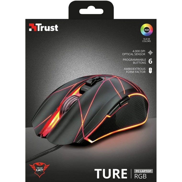 Trust GXT 160 Ture RGB Ratón Gaming 4000 DPI