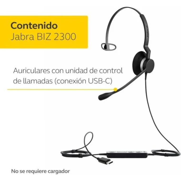 Jabra Biz 2300 Auriculares USB-C Diadema para Oficina/Centro de Llamadas Negros