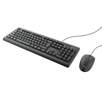 Pack Teclado Trust Primo QWERTY Español Alámbrico Perfil Bajo Negro + Ratón Ambidiestro Pack Teclado Trust Primo QWERTY Español Alámbrico Perfil Bajo Negro + Ratón Ambidiestro
