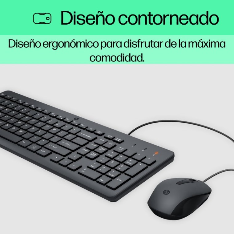 HP 150 Combo Teclado + Ratón 1600 DPI USB Negros