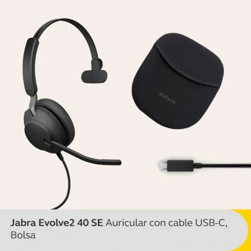 Jabra Evolve2 40 SE USB-C UC Mono Auricular Monoaural USB-C Negro Jabra Evolve2 40 SE USB-C UC Mono Auricular Monoaural USB-C Negro