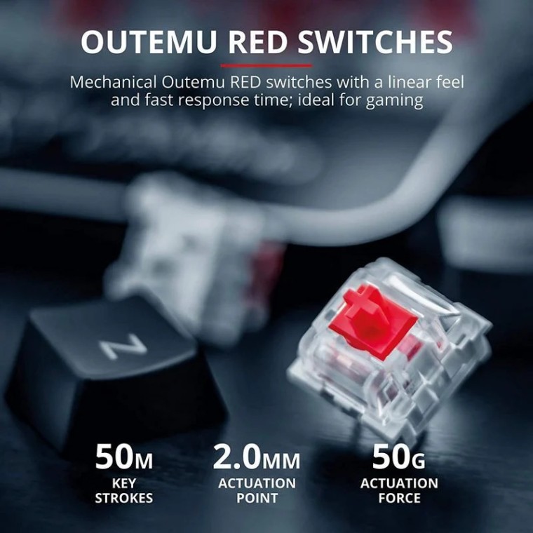 Trust GXT 863 Mazz Teclado Mecánico Gaming Switch Red