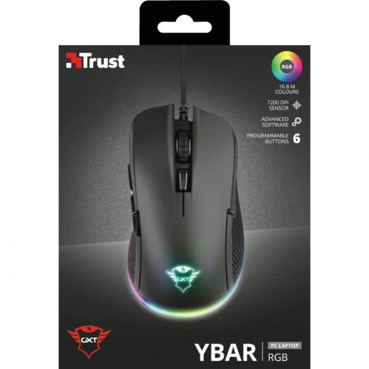 Trust GXT 922W Ybar Ratón Gaming Negro