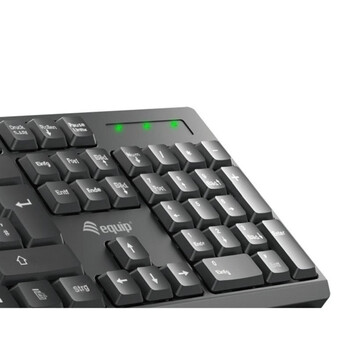 Teclado inalámbrico Equip 245221 QWERTY Español 100% Negro con ratón óptico 1200 DPI resistente a de Teclado inalámbrico Equip 245221 QWERTY Español 100% Negro con ratón óptico 1200 DPI resistente a de
