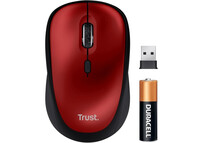 Ratón Trust Wireless 1600 DPI Silencioso Reciclado Rojo Mano Derecha Compacto