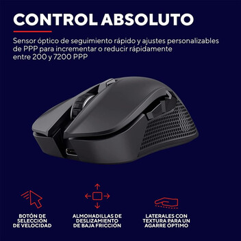 Trust GXT 923W YBAR Ratón Gaming Inalámbrico 7200DPI Negro