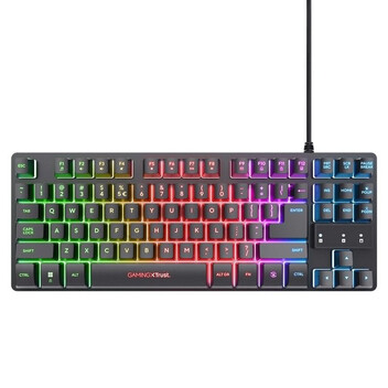 Trust GXT 794 Pack Gaming Teclado TKL RGB Negro Ratón Inalámbrico RGB Negro Alfombrilla Negra