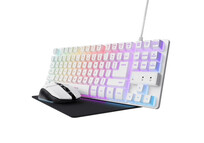 Trust GXT 794W Pack Gaming Teclado TKL RGB Blanco Ratón Inalámbrico RGB Blanco Alfombrilla Negra