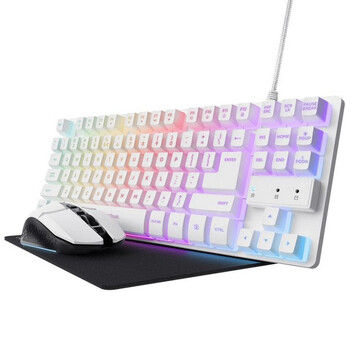 Trust GXT 794W Pack Gaming Teclado TKL RGB Blanco Ratón Inalámbrico RGB Blanco Alfombrilla Negra Trust GXT 794W Pack Gaming Teclado TKL RGB Blanco Ratón Inalámbrico RGB Blanco Alfombrilla Negra