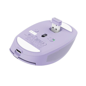 Ratón Trust inalámbrico 3200 DPI Bluetooth y RF, compacto, botones silenciosos, lila Ratón Trust inalámbrico 3200 DPI Bluetooth y RF, compacto, botones silenciosos, lila