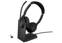 Jabra Evolve2 55 Auriculares Inalámbrico y con Cable para Centro de Llamadas con Base de Carga Negro