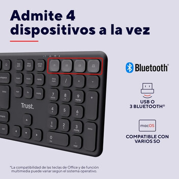 Trust Vaiya Teclado Inalámbrico Bluetooth Multidispositivo Recargable Negro