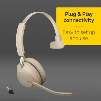 Jabra Evolve2 65 UC Auricular Mono Bluetooth Beige + Soporte de Carga