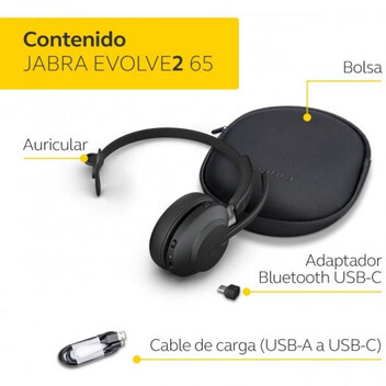 Jabra Evolve2 65 UC Mono Auricular Bluetooth USB-A Negro Jabra Evolve2 65 UC Mono Auricular Bluetooth USB-A Negro