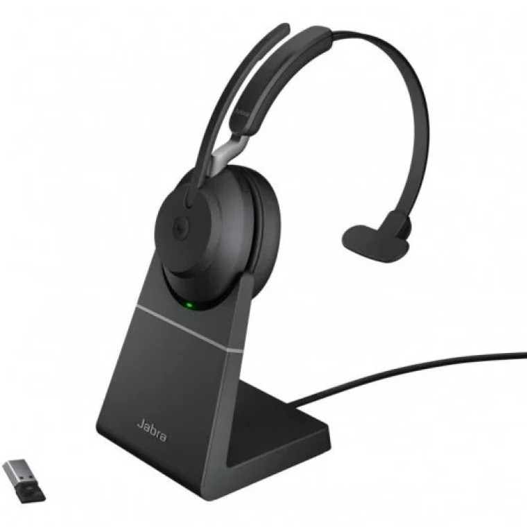 Jabra Evolve2 65 MS Auricular Mono Bluetooth Negro + Soporte de Carga