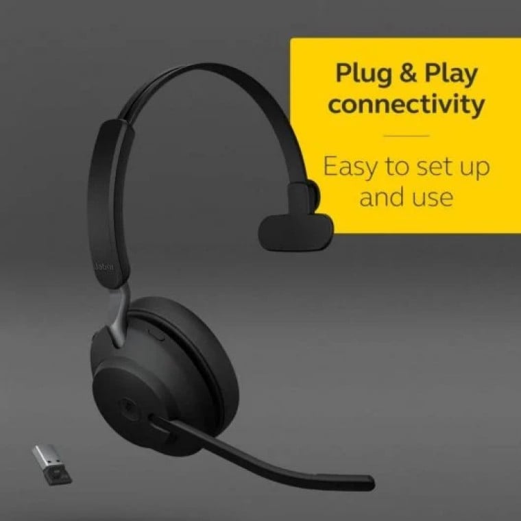 Jabra Evolve2 65 MS Auricular Mono Bluetooth Negro + Soporte de Carga