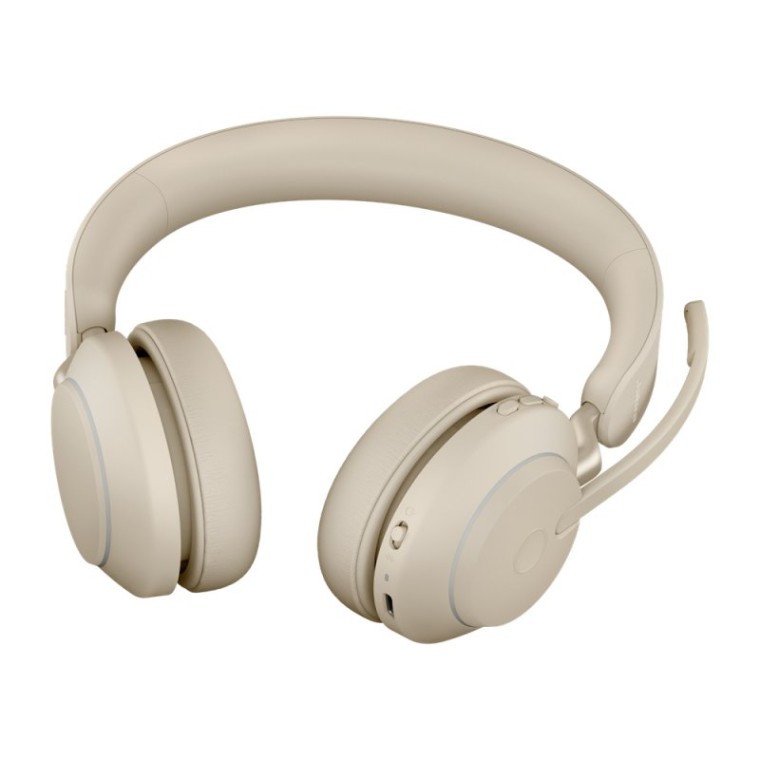 Jabra Evolve2 65 Auriculares Bluetooth con Soporte de Carga Beige