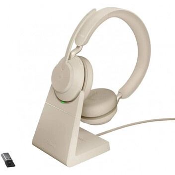 Jabra Evolve2 65 Auriculares Inalámbricos Beige + Soporte de Carga USB