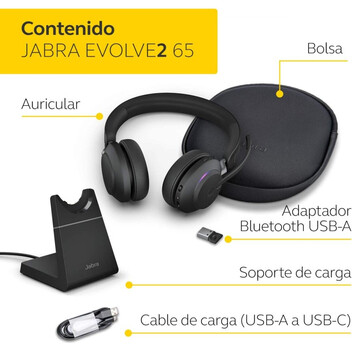 Jabra Evolve2 65 MS Auriculares Inalámbricos para Centro de Llamadas Jabra Evolve2 65 MS Auriculares Inalámbricos para Centro de Llamadas