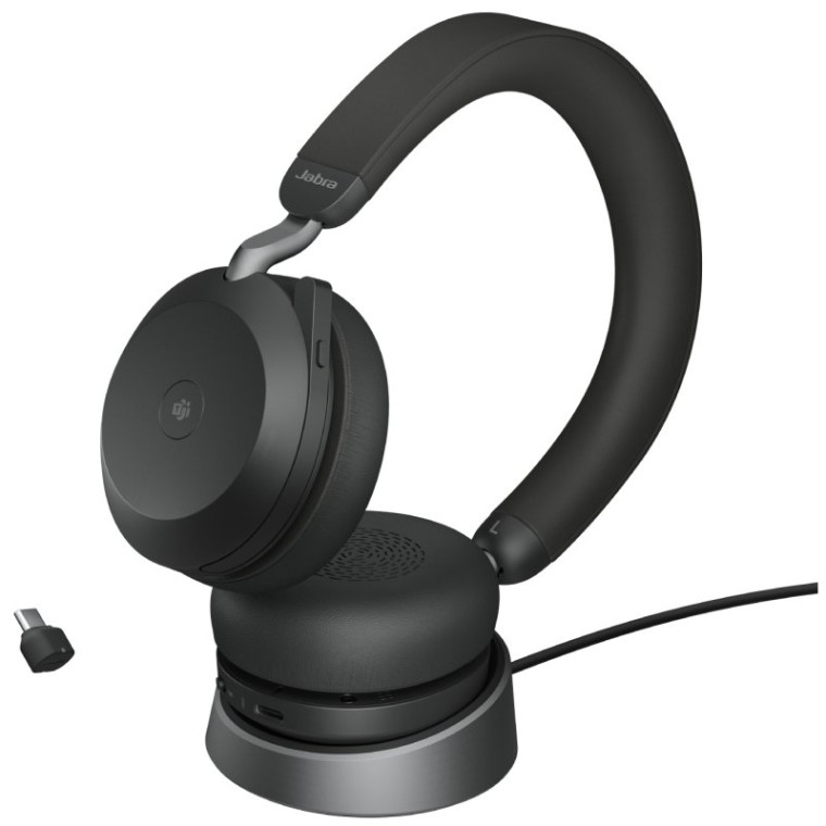 Jabra Evolve2 75 MS Auriculares Inalámbricos Negros + Base de Carga