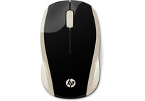 Ratón HP inalámbrico 1000 DPI ambidiestro negro oro pilas AAA