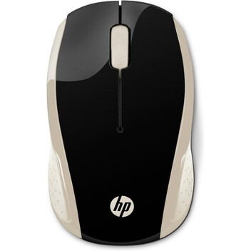 Ratón HP inalámbrico 1000 DPI ambidiestro negro oro pilas AAA