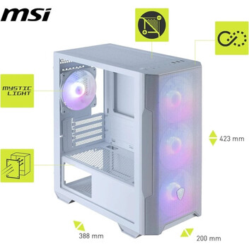 Torre PC MSI MAG FORGE M100R Semi Torre mATX Cristal Templado USB 3.2 ARGB Blanca