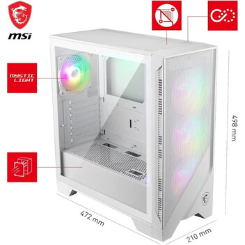 Torre PC MSI MAG FORGE 320R AIRFLOW ARGB Mid Tower mATX Cristal Templado USB 3.2 Blanca